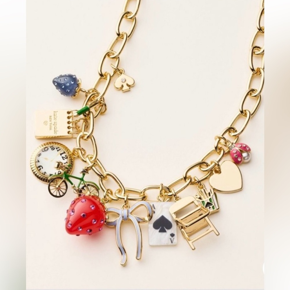 🎉😍 *NWT* KATE SPADE X TARGET COLLAB GOLD CHARM NECKLACE!!!🤩🎊 - Picture 2 of 7